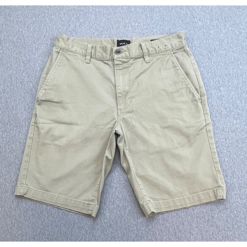 RVCA Shorts Men 30 Beige Cotton Blend Stretch Chino Flat Front 10" Inseam